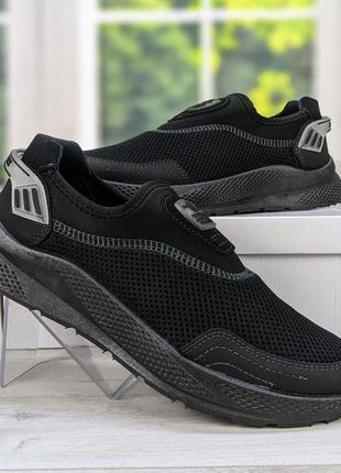 Кросівки чоловічі літні сітка чорні dago style 3542_2