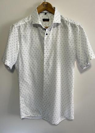 Чоловіча сорочка рубашка eterna slim fit короткий рукав