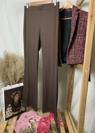 Коричневые брюки клеш от h&m / брюки в рубчик