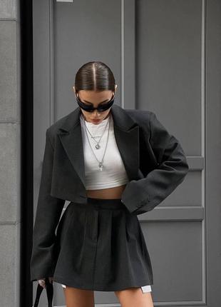 Трендовый костюм юбка и укороченный пиджак💥💥 юбка пиджак