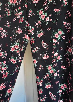 Літні штани палаццо висока посадка штаны клеш широкі брюки в квіти штанці кльош6 фото