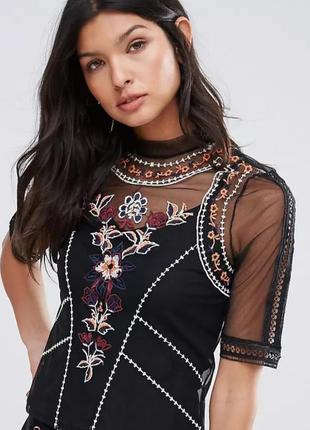 Блузка блуза топ вышивка вышиванная прозрачная сетка футболка