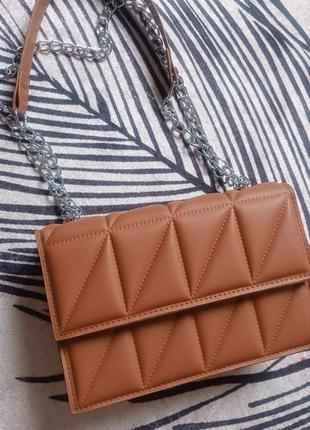 Сумка крос-боді сумочка через плече коричнева сумка2 фото