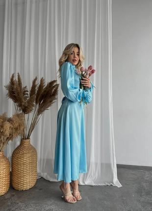 Елегантна вечірня шовкова сукня міді