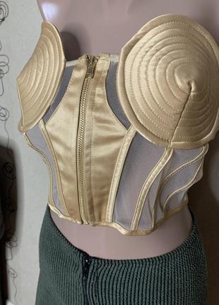 Топ корсетный с сеткой,