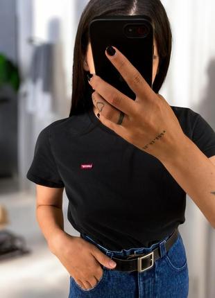 Футболка levi’s левайс чорна базова жіноча чоловіча унисекс