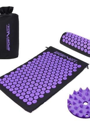 Килимок акупунктурний з валиком sportvida аплікатор кузнєцова 66 x 40 см sv-hk0408 black/violet poland