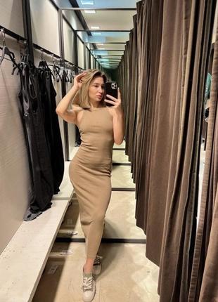 Платье zara, зара, в рубчик миди, оригинал, топ