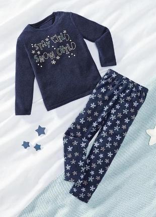 Пижама (свитшот, брюки) детская флисовая новогодняя