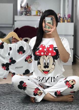 Стильна піжама 3в1. розмір: 42-48. матеріал: бамбук. малюнок: minnie.
