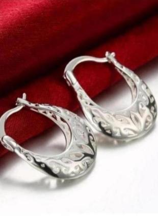 Серьги серебро маленькие ажурные кольца silver ♥️ original