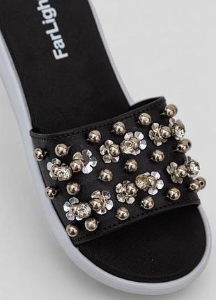 Шльопанці жіночі, колір чорно білий 459-2