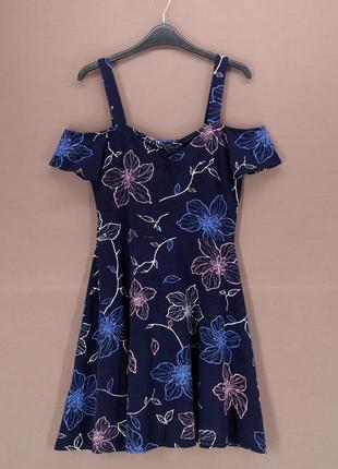 Бавовняне трикотажне плаття "dorothy perkins" темно-синє з квітковим принтом, uk12/eur40.