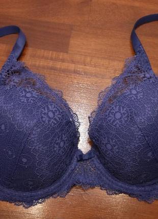 80в -36в мереживний синій пуш-ап бюстгальтер від h&m