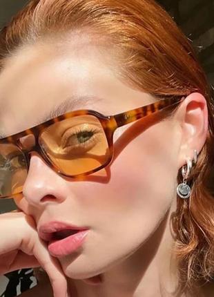Окуляри сонцезахисні з двома дужками жовті янтарні очки тренд