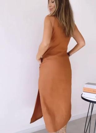 Жіночий літній лляний сарафан легкий льон з розрізами,женский летний лляной сарафан...