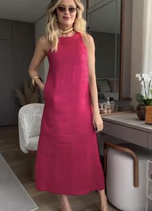 Жіночий літній лляний сарафан легкий льон з розрізами,женский летний лляной сарафан...