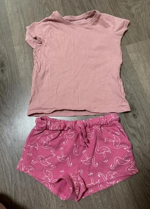 Комплект костюм футболка и шорты фламинго