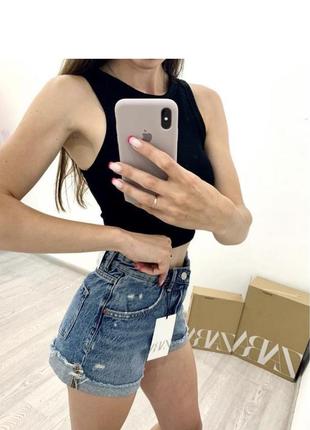 Крутые джинсовые шорты zara высокая посадка мом