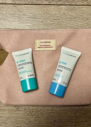 Оригінальна нова косметичка clarins з мініатюрами догляду🩷