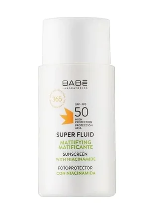 Сонцезахисний суперфлюїд для обличчя babe laboratorios super fluid spf 50 для всіх типів шкіри 50 мл