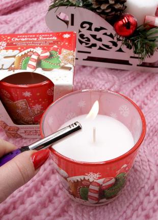 Свічка ароматизована bartek у склянці chrismas sweets імбирний пряник 115г на 30 годин горіння