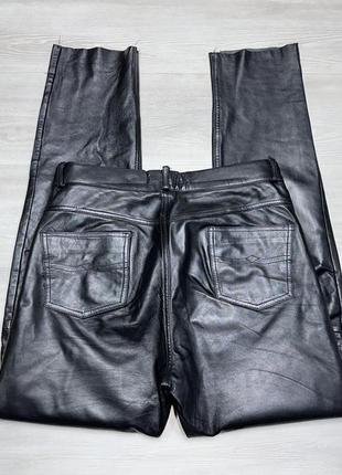 Высококачественные черные мужские кожаные брюки брюки джинсы