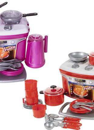 Кухня дитяча з посудом у валізці іринка 823 оріон
