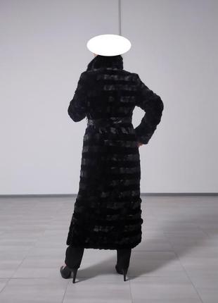 Брендова натуральна норкова шуба saga furs довга чорна (фото + відео)