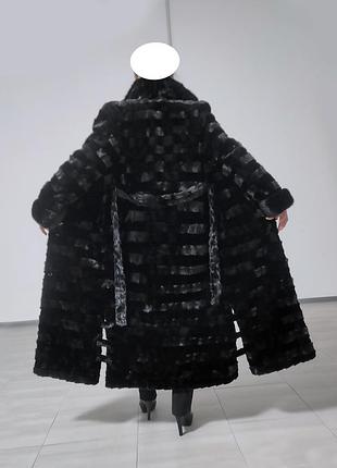 Брендова натуральна норкова шуба saga furs довга чорна (фото + відео)