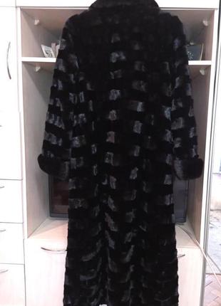 Брендова натуральна норкова шуба saga furs довга чорна (фото + відео)