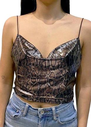 Новий стильний топ "h&m" металік зі зміїний принтом. розмір l.