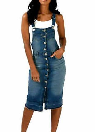 Джинсове плаття, сарафан денім на гудзики на осінь, комбінезон джинсовий, сукня з джинсу
