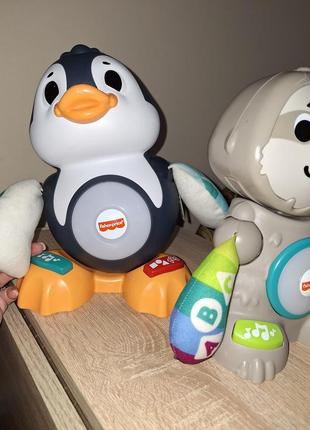 Fisher price пингвин и ленивец, интерактивные рабочие бу игрушки, данная за единицу