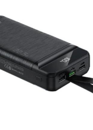 Портативна батарея power bank (павербанк) 30000 mah (22,5 w) з lcd-дисплеєм і ремінцем awei p140k