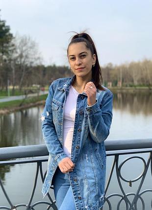 Джинсова продовжена курточка осінь/весна