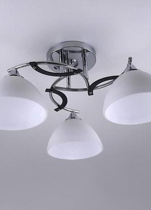 Люстра стельова на 3 плафони sneha (9989224569/3 chrome+white)