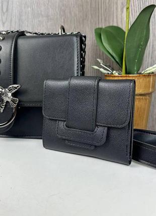 Набір жіноча сумочка клатч пташки пінко + жіночий гаманець женская сумка птички