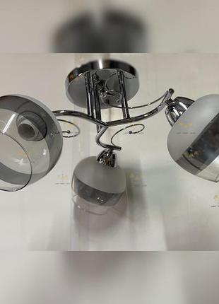 Люстра на 3 плафона срібляста припотолочна