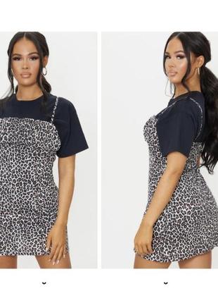 Prettylittlething платье леопардовый принт