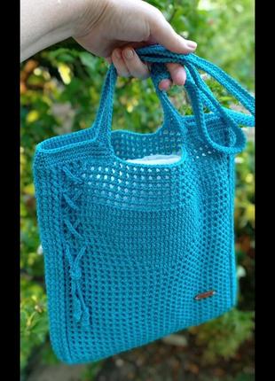 Бирюзовая сумка-шоппер
