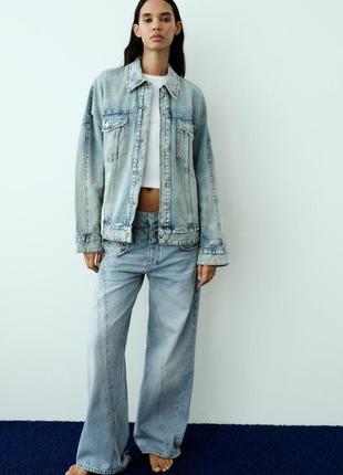 Оверсайз джинсовая куртка zara, коллекция 2023 года, размер xs/s ( m)