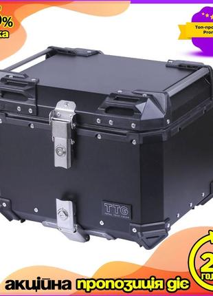Кофр мотоцикла алюминиевый черный 45л с спинкой и замками ttg ve-33