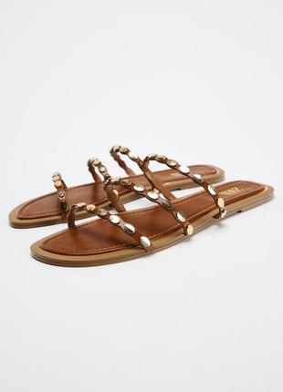 Шлепанцы женские коричневый zara new