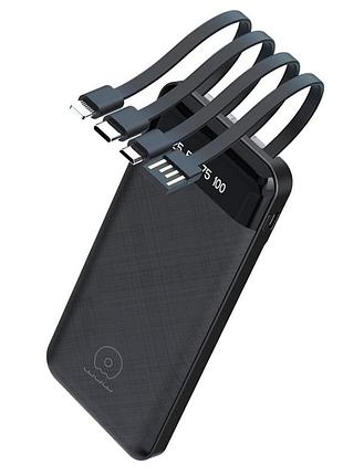 Power bank wuw y130 10000 mah с кабелями и дисплеем повербанк black