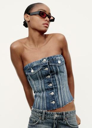Деним / джинсовый корсет zara xs, s, l