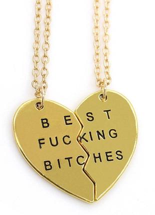 Парные кулоны для двоих подруг best fucking bitches как оригинальный подарки для подружек