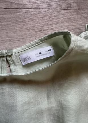 Ніжно оливкове ярусне плаття міді для дівчинки zara 10 років/140 см
