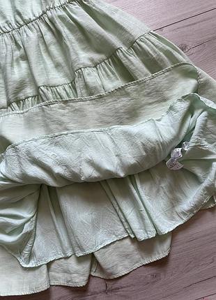 Ніжно оливкове ярусне плаття міді для дівчинки zara 10 років/140 см