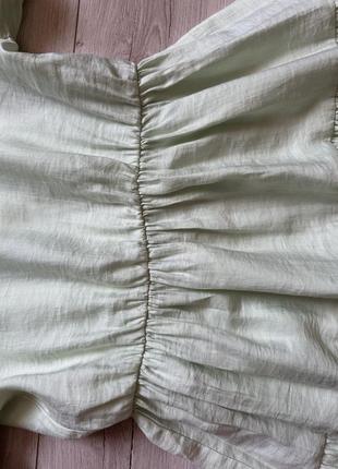 Ніжно оливкове ярусне плаття міді для дівчинки zara 10 років/140 см